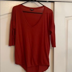 Express rustic v-neck 3 quarter sleeve shirt